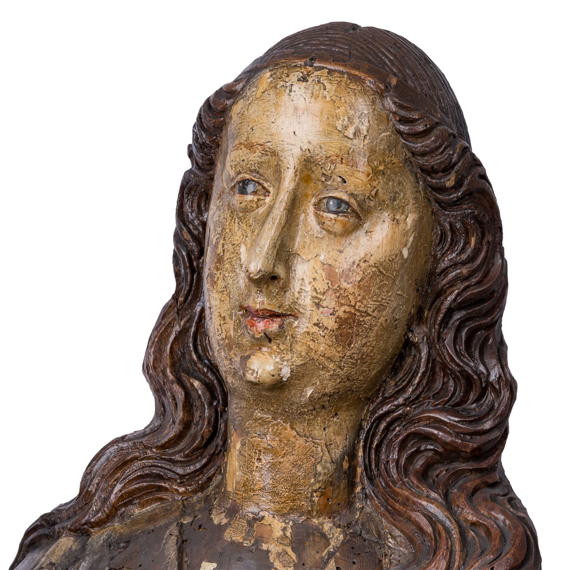 SCHWÄBISCHER MEISTER DES XV. JAHRHUNDERTS "Gotische Schnitzfigur einer stehenden Madonna mit dem Jes - Image 4 of 9