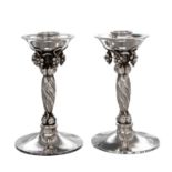 GEORG JENSEN Paar Kerzenhalter 'Grape', 925 Silber, 20. Jh.,