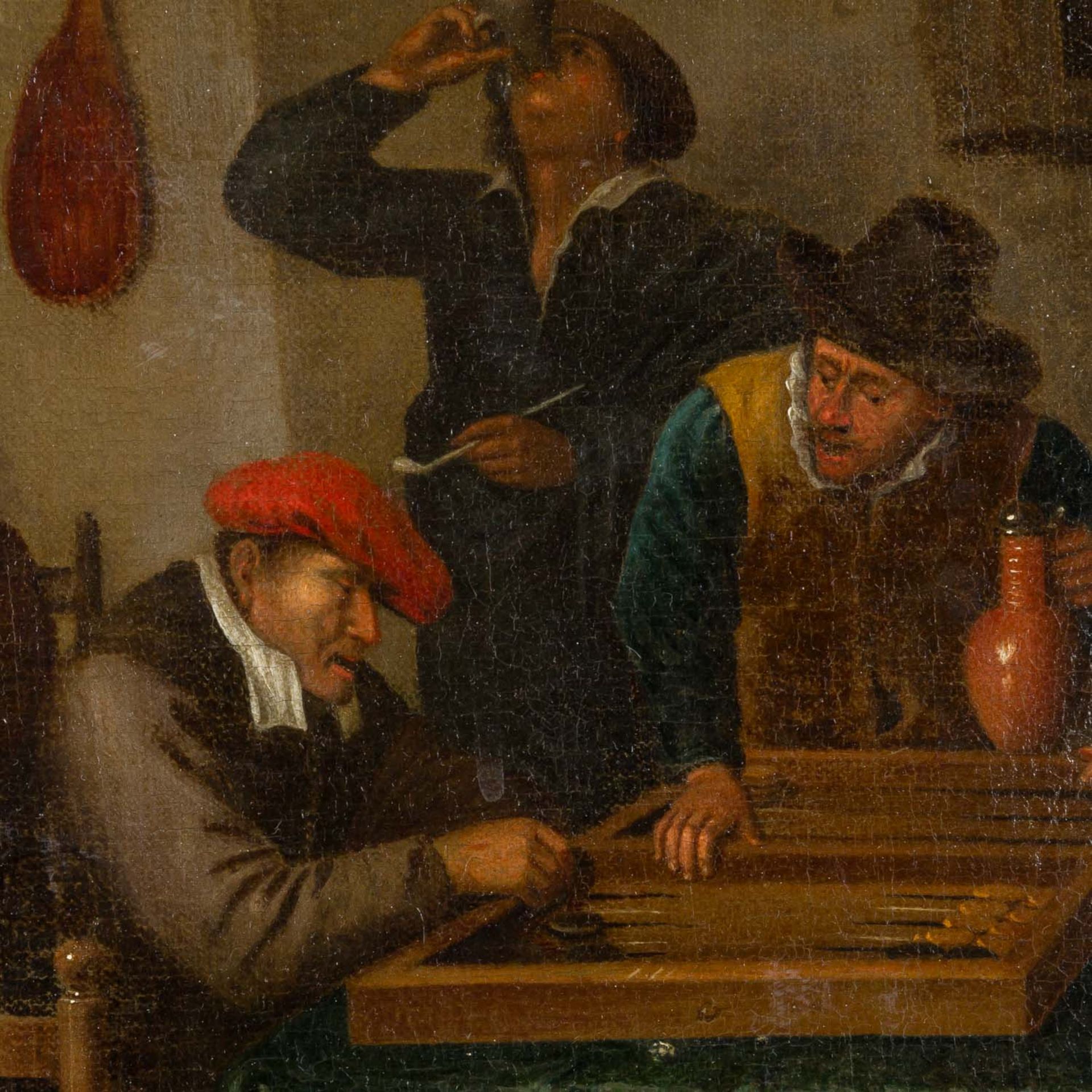 STEEN, Jan, ATTRIBUIERT (1626-1679), "Wirtshausinterieur mit Bauern beim Tricktrackspiel", - Bild 4 aus 10