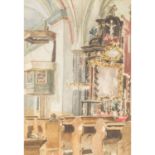 KÜNSTLER/IN UM 1900, "Kircheninneres", der Pfarrkirche Hl. Magdalena in Tragöß-Oberort, Steiermark,