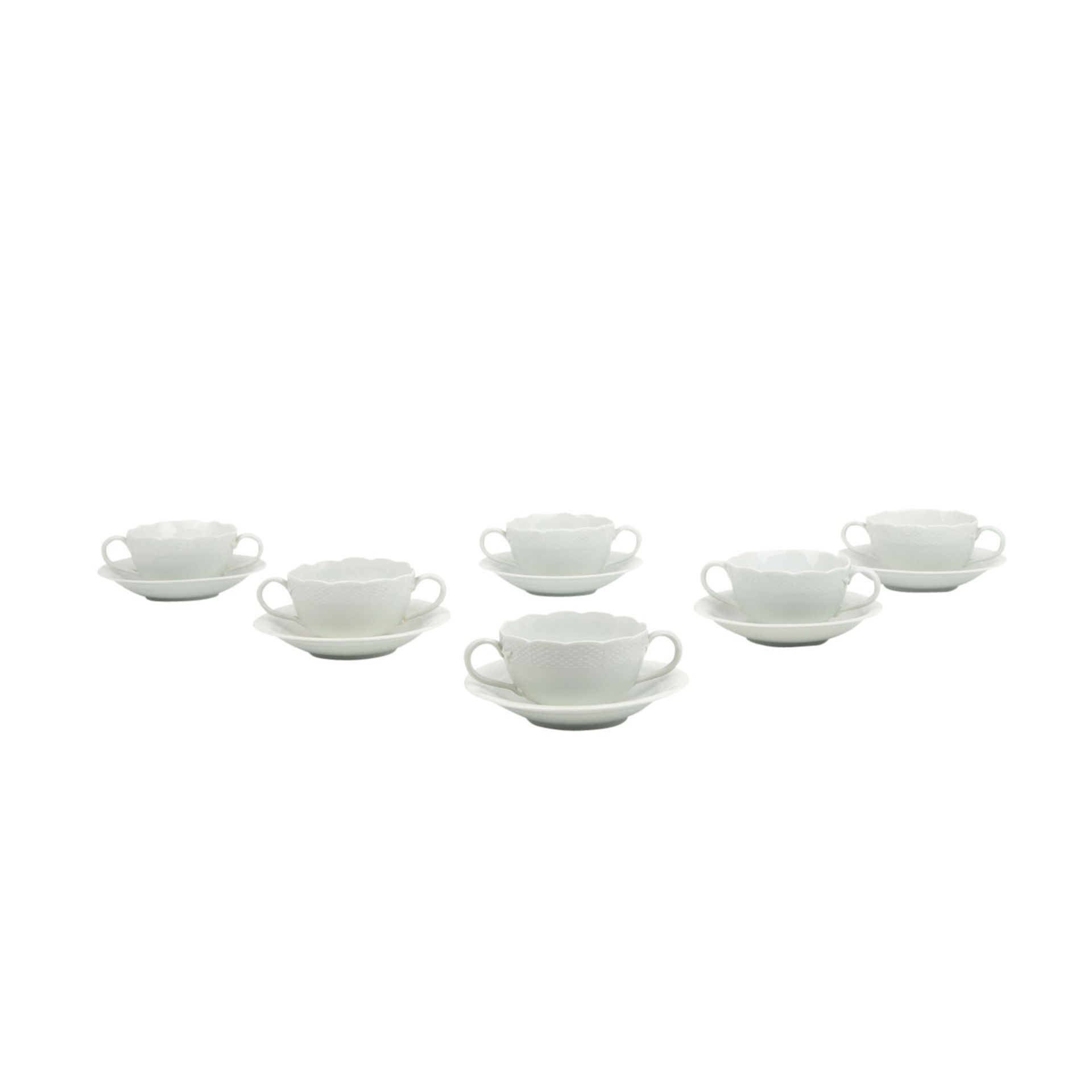 MEISSEN 6 Suppentassen mit Untertassen, 1924-34,