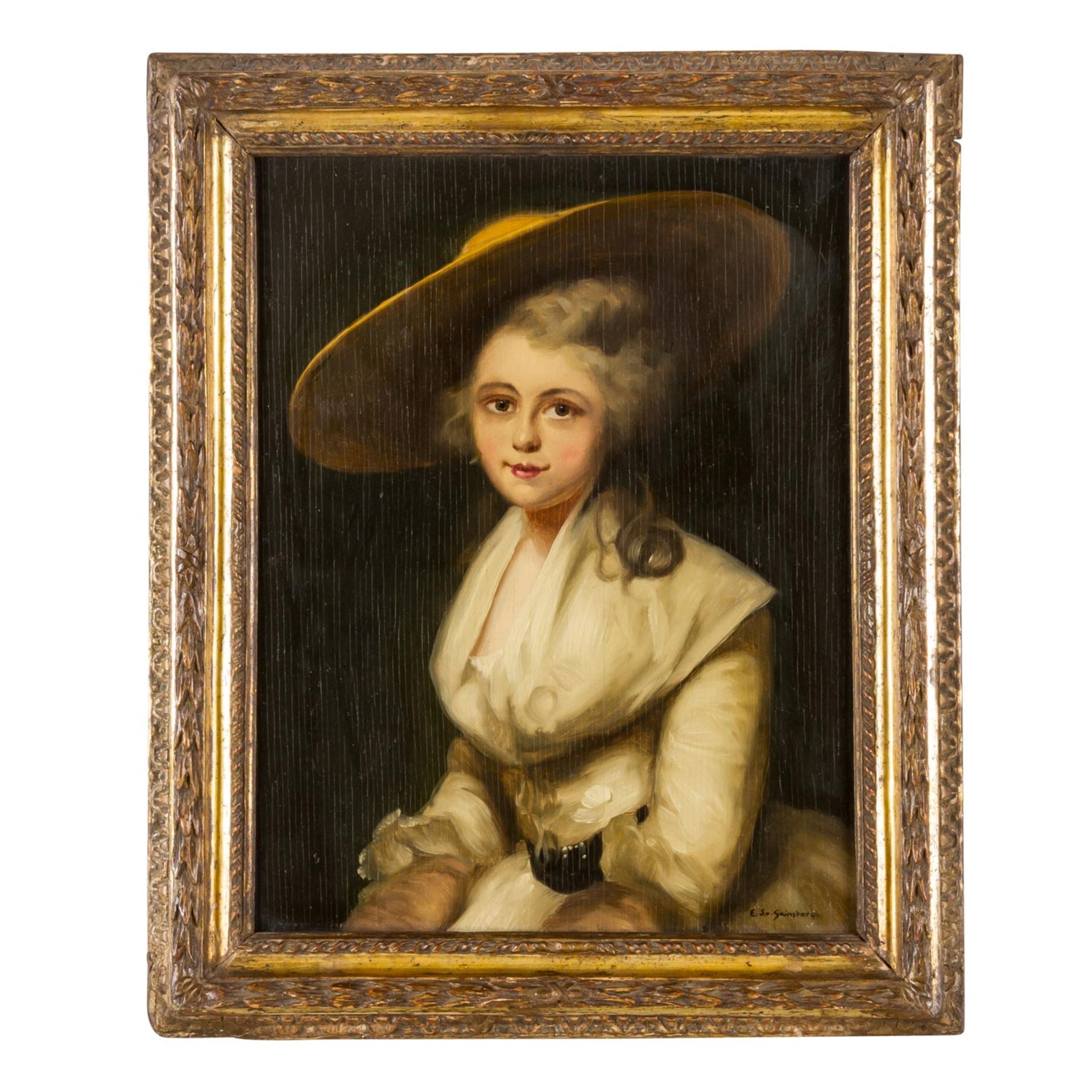 MALER/IN 19./20. Jh., "Portrait einer Lady mit Hut",  - Bild 2 aus 4