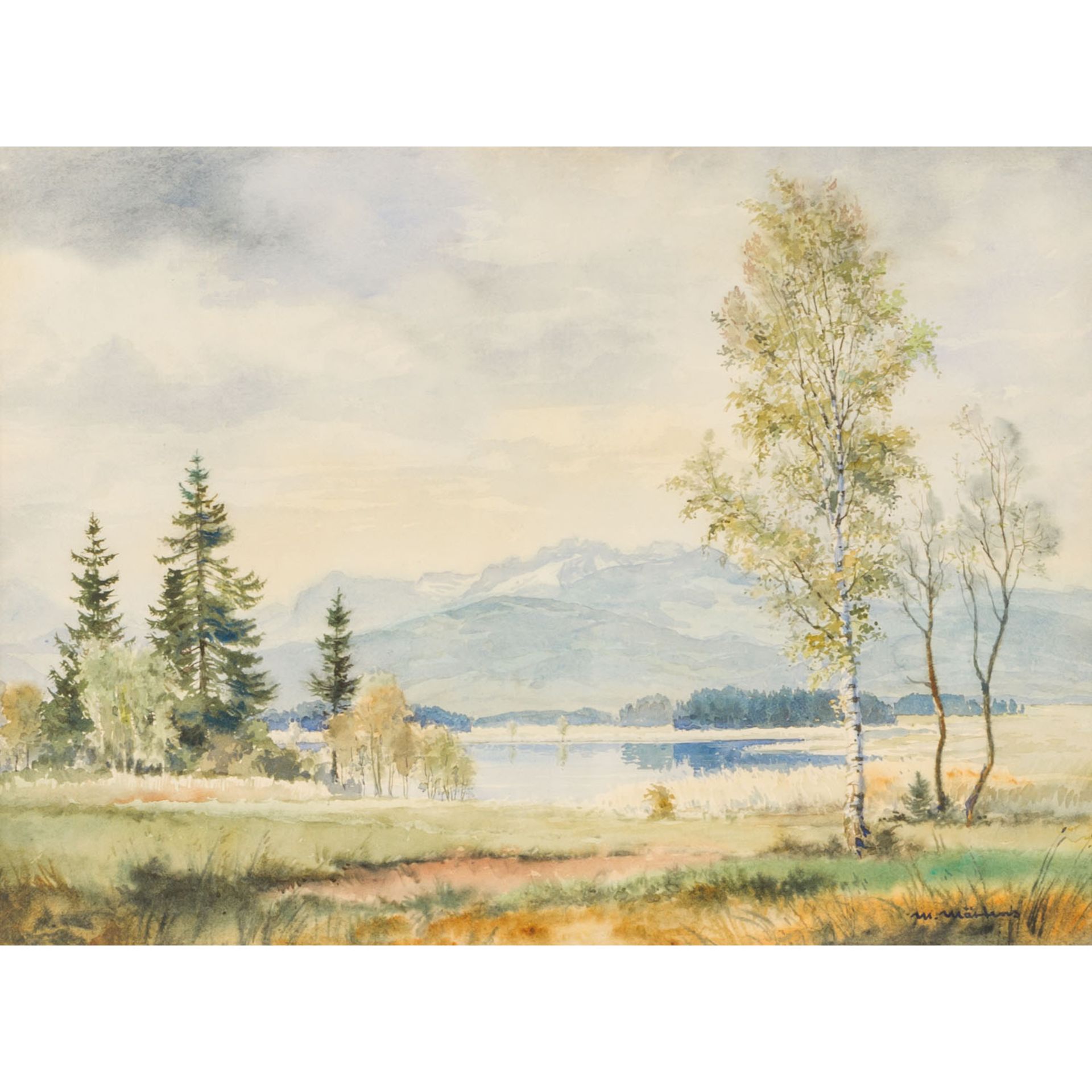 MÄRTENS, MAX (1887-1970), "Oberbayrische Moorlandschaft mit Blick auf die Kampenwand",