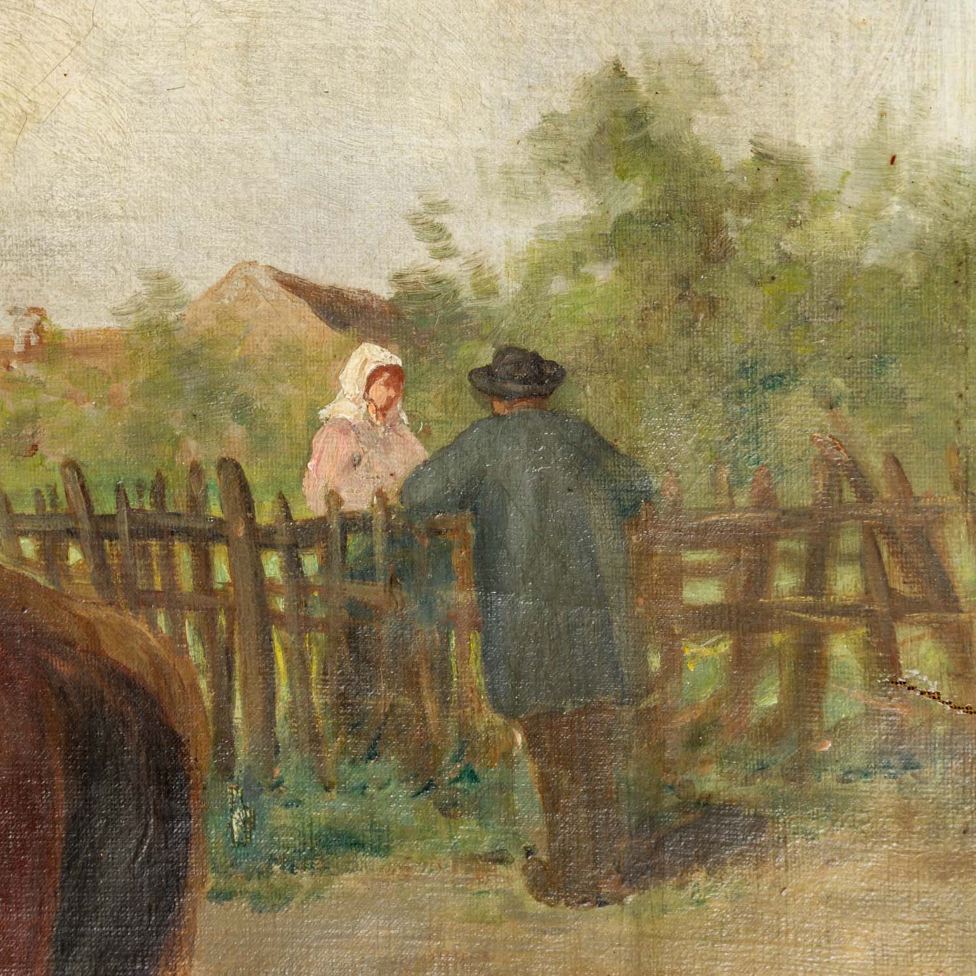 CALVES, GEORGES (1848-1923), "Pferde im Garten hinter dem Haus",  - Bild 6 aus 11