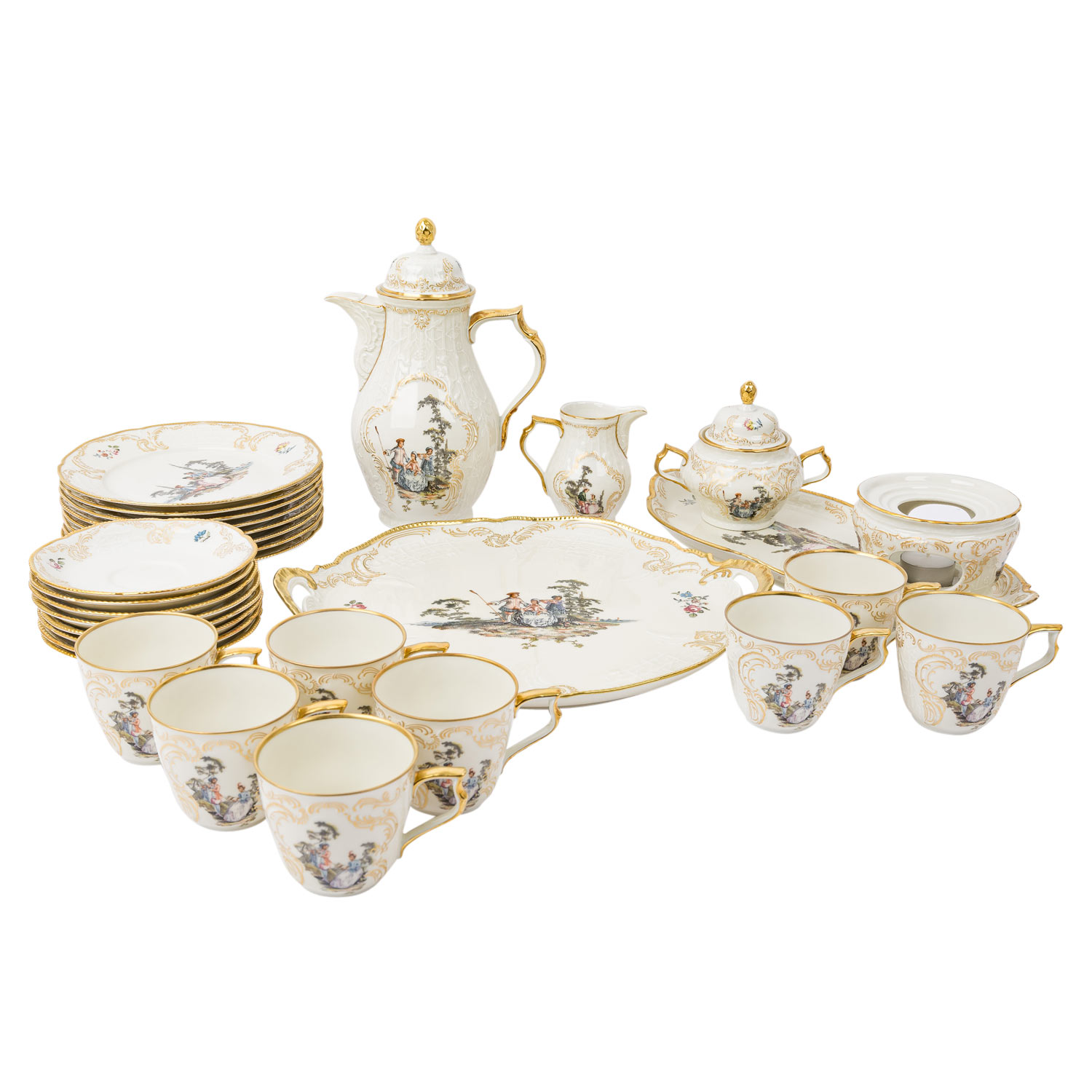 ROSENTHAL 30-tlg. Kaffeeservice f. 8 Personen 'Sanssouci Hoeroldt-Arkadien', 20. Jh.