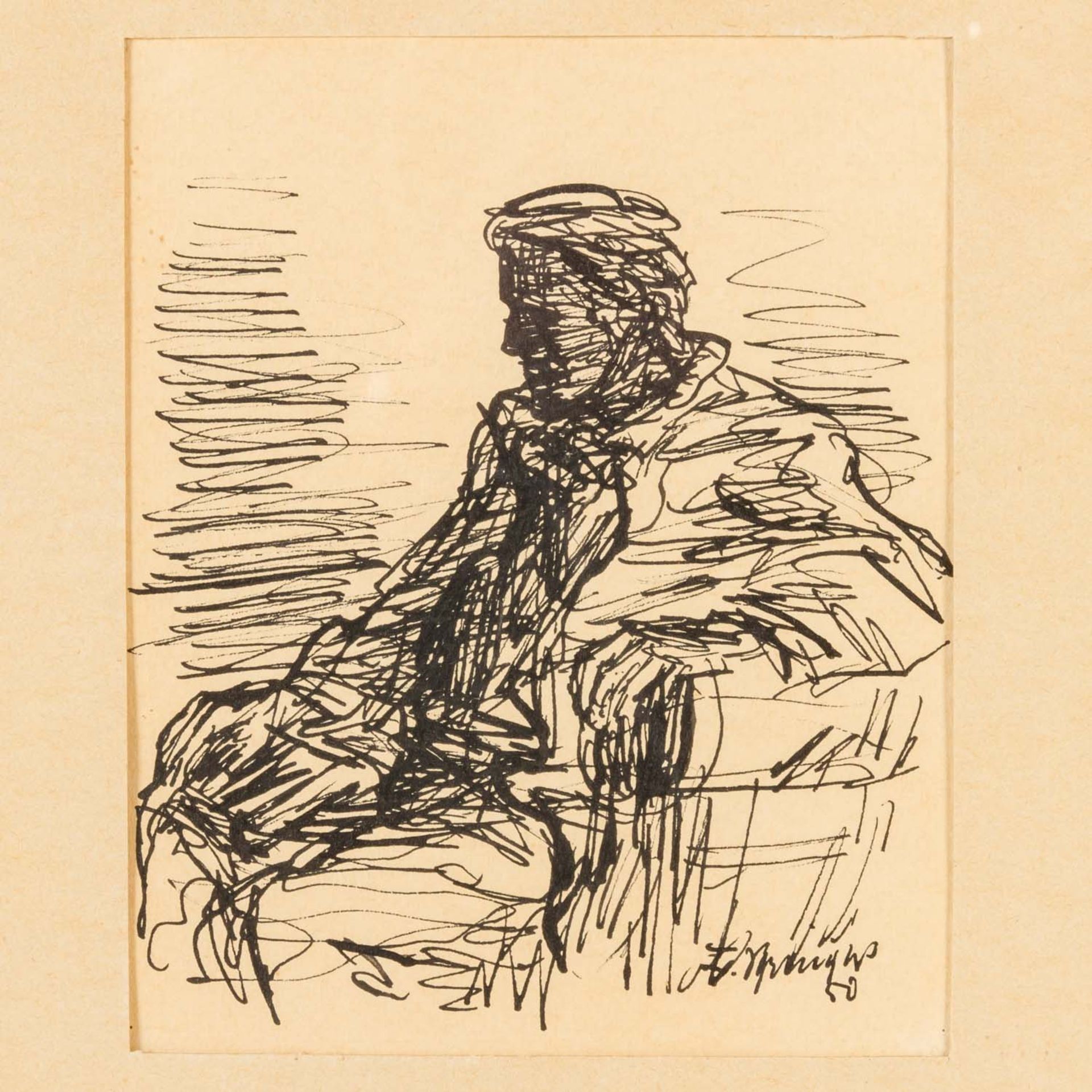 KÜNSTLER/IN 20. Jh., 3 Figuren-/Portraitstudien, 1950 u.a., - Image 3 of 5