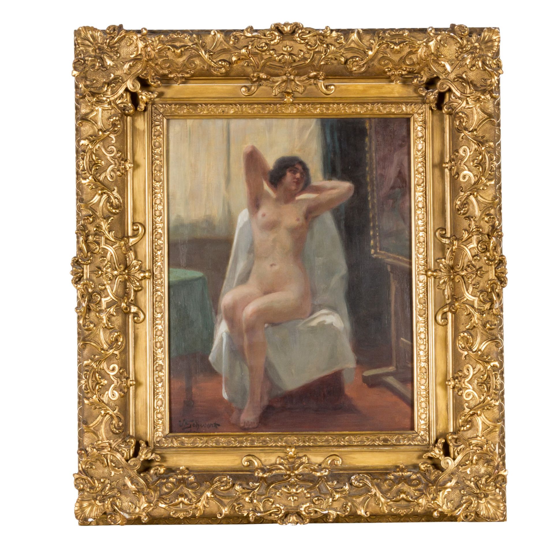 SCHIVERT, VIKTOR (1863 - 1929) "Sitzender weiblicher Akt",  - Bild 2 aus 4
