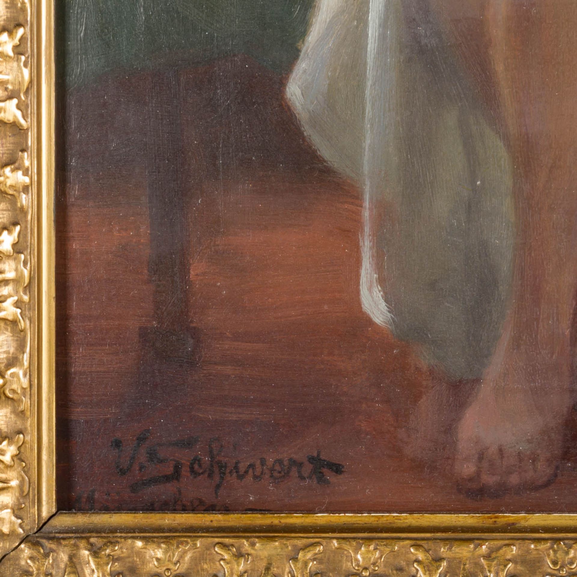 SCHIVERT, VIKTOR (1863 - 1929) "Sitzender weiblicher Akt",  - Bild 3 aus 4