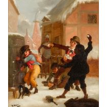 KLEIN, H. (Maler und Kopist 19./20. Jh.), "Die ungleiche Schneeballschlacht", 1865,