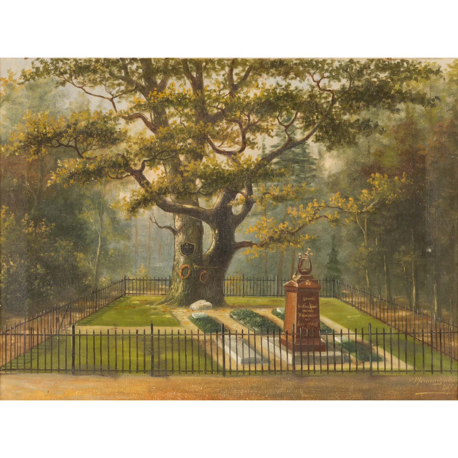 PFENNINGSCHMIDT, FRANZ (Maler 19./20. Jh.), "Parklandschaft mit Ehrengrab",