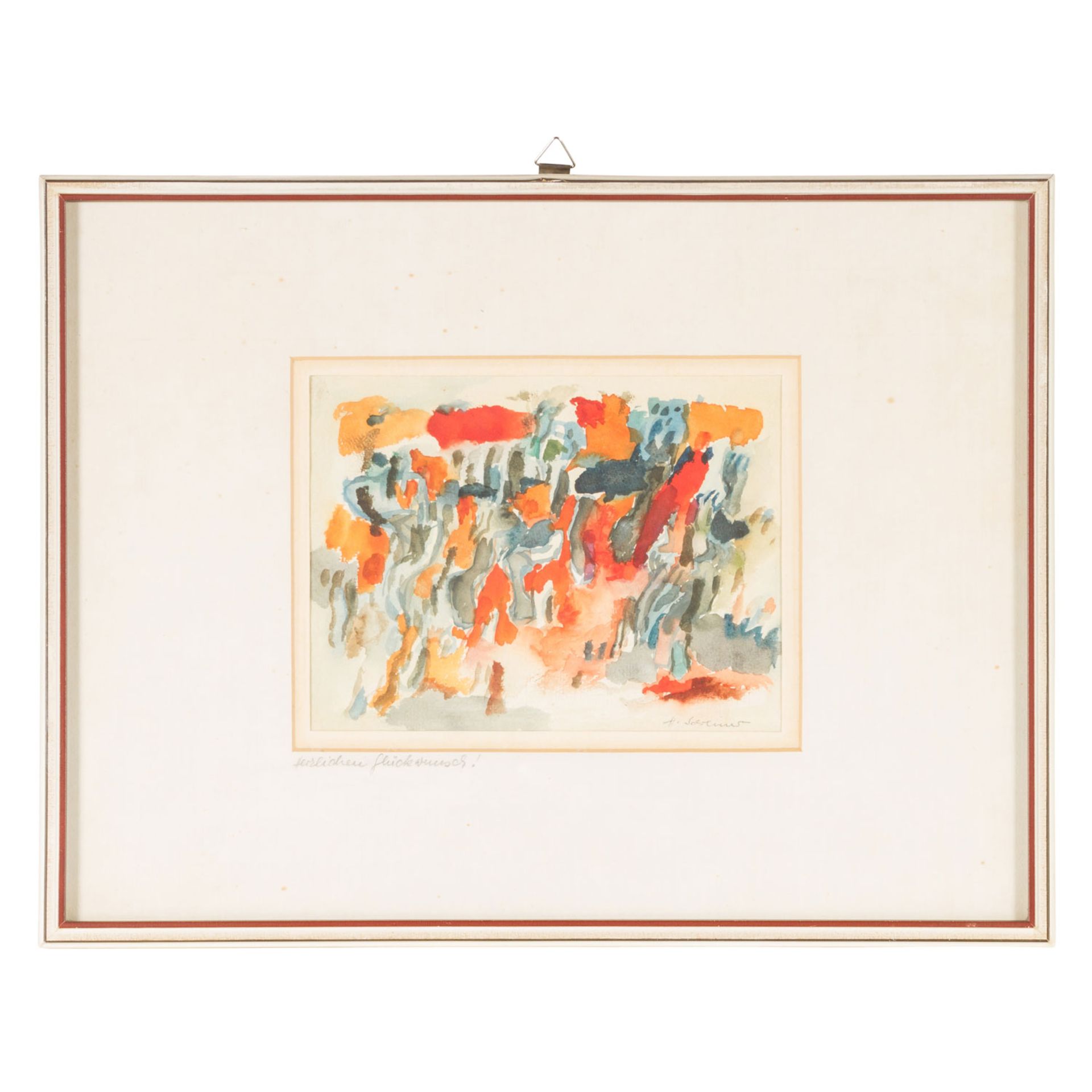 SCHREINER, HANS (geb. 1930), "Landschaftskomposition mit Rot- und Orangetönen", - Image 2 of 4