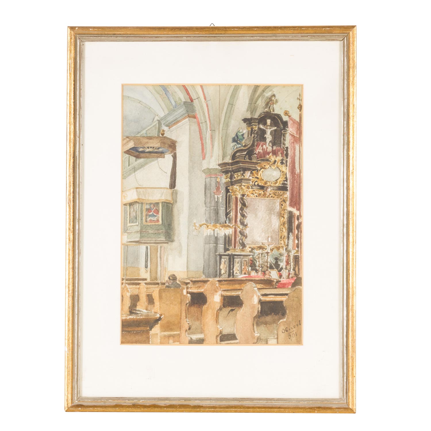 KÜNSTLER/IN UM 1900, "Kircheninneres", der Pfarrkirche Hl. Magdalena in Tragöß-Oberort, Steiermark, - Bild 2 aus 4