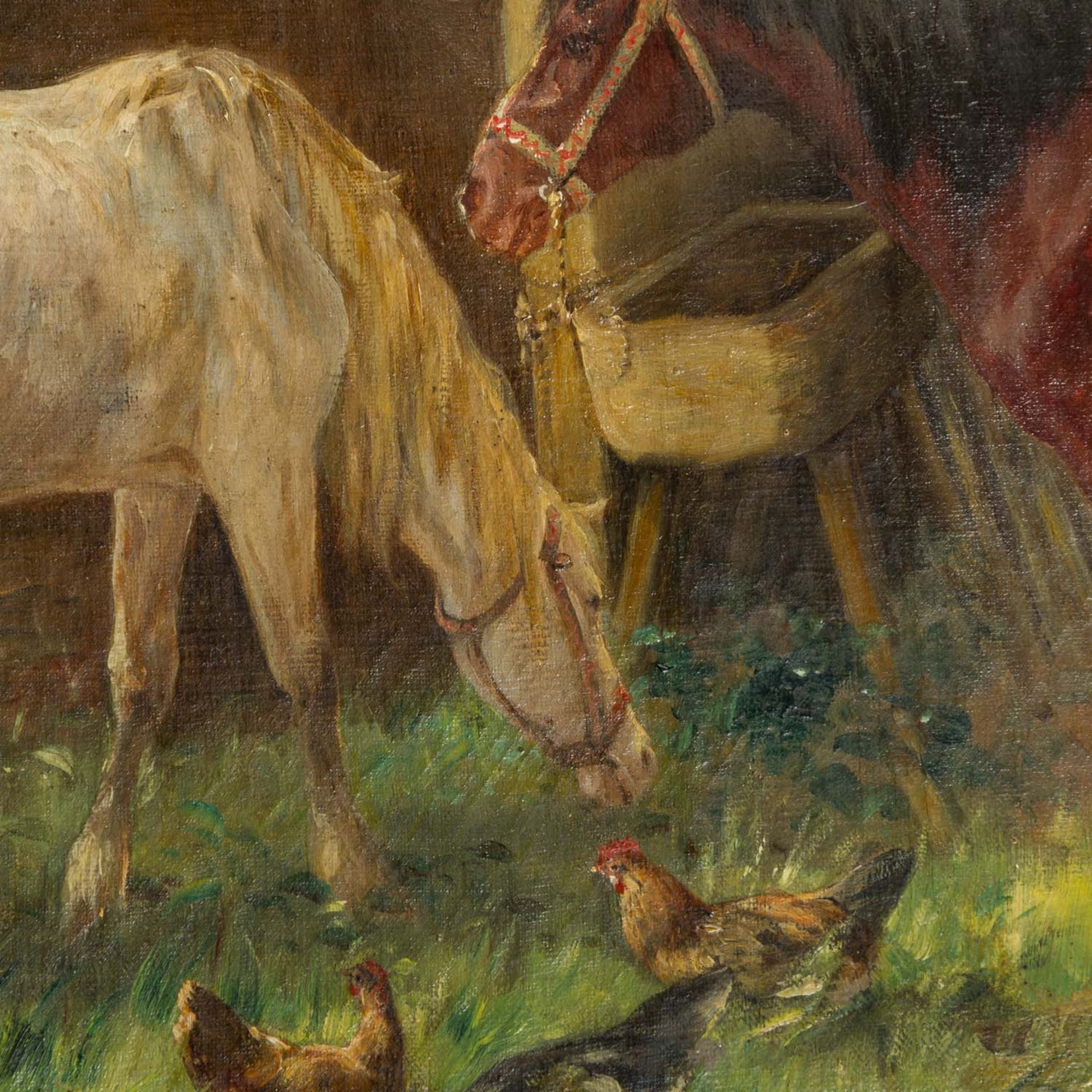 CALVES, GEORGES (1848-1923), "Pferde im Garten hinter dem Haus",  - Bild 5 aus 11