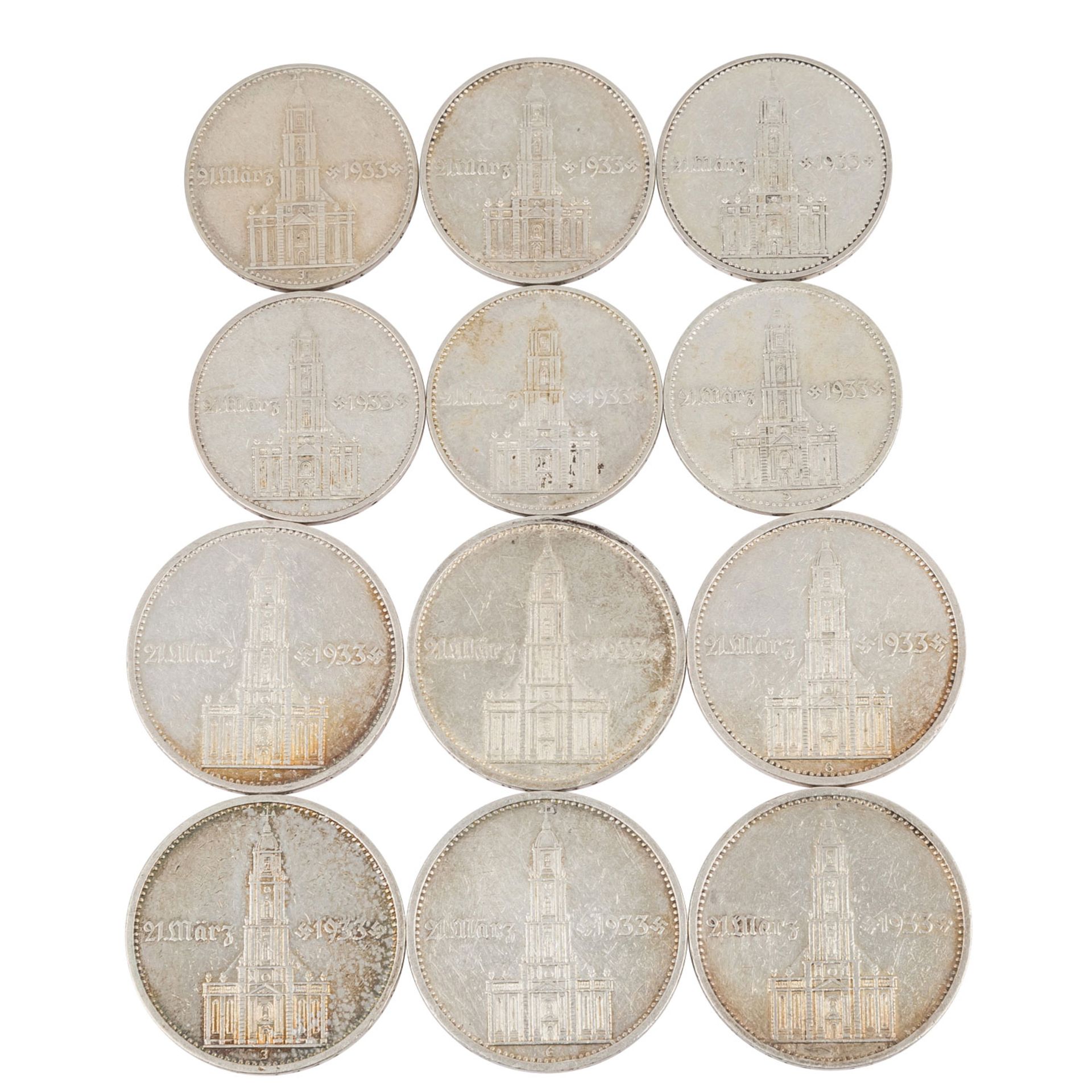 Deutsches Reich - 6 x 2 + 6 x 5 Reichsmark, 1934/A/D/E/F/G/J,