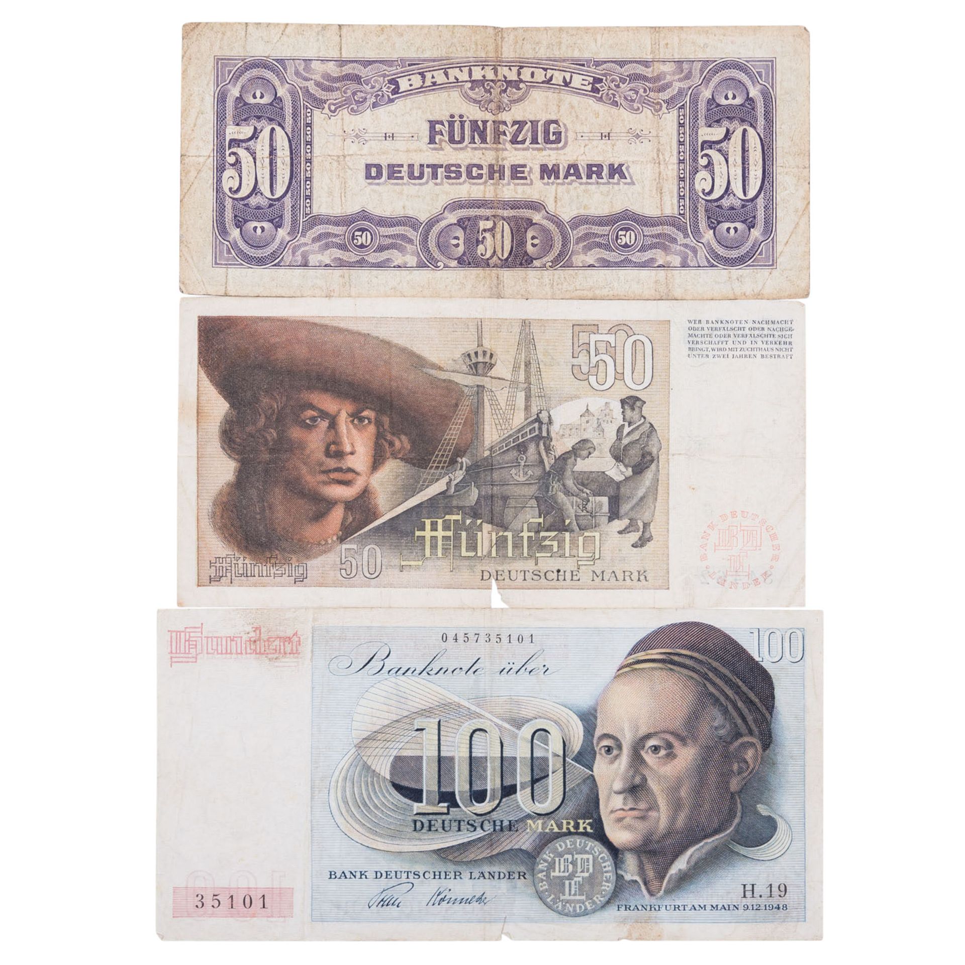 3-teilige Zusammenstellung Banknoten BDL - - Image 2 of 2