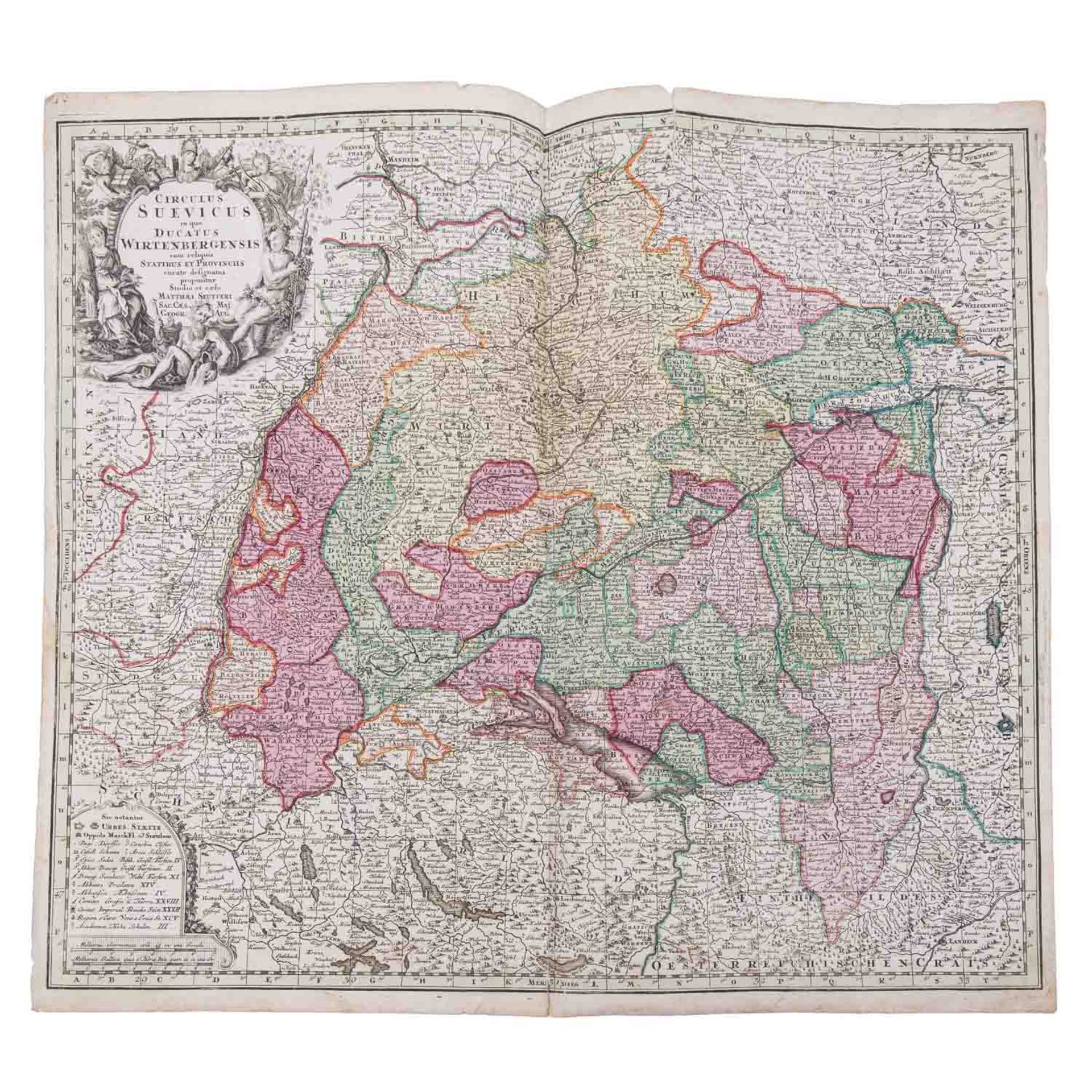 Vier historische Kupferstichkarten der Regionen Württemberg und Thüringen, 17. und 18. Jhd. - Image 3 of 8