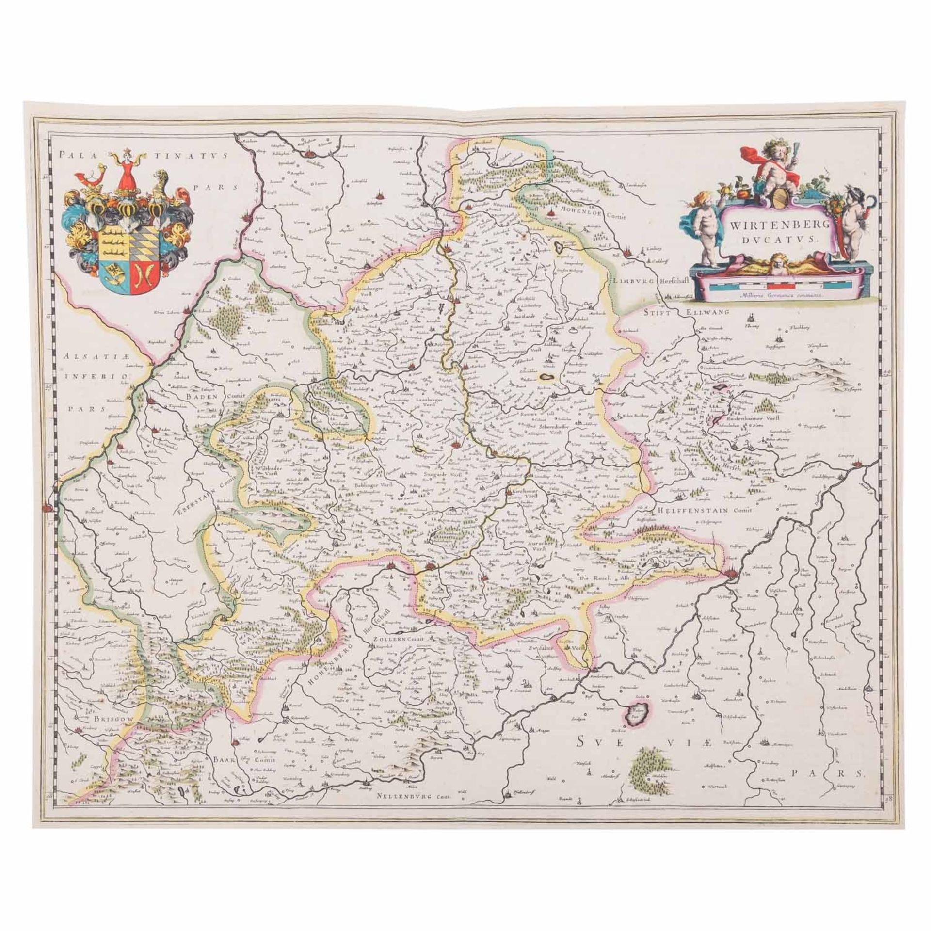 Vier historische Kupferstichkarten der Regionen Württemberg und Thüringen, 17. und 18. Jhd. - Image 6 of 8