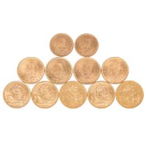 GOLD- 5 x Sovereign, 4 x 2 Rand + 2 x 1 Rand,