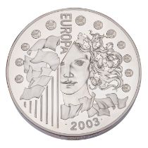 Frankreich - 50 Euro '1st Anniversary of the Euro' 2003, 1 Kg. Sterling Silber,