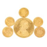 Österreich /GOLD-Lot - Franz Josef I. mit 6 x Münzen mit insg. ca. 35,4 g Feingold