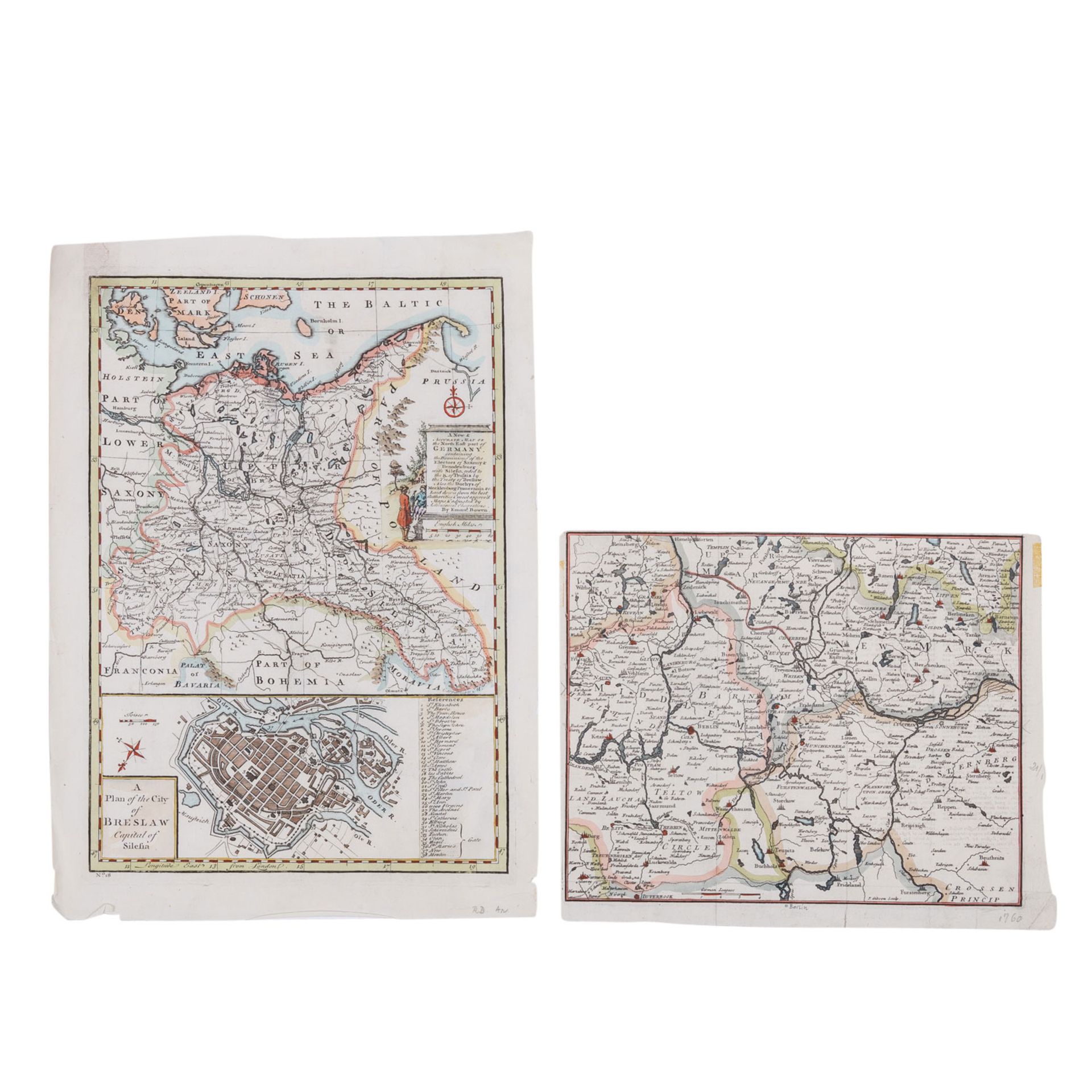Vier Kupferstichkarten der Regionen Sachsen, Niedersachsen und Berlin, 18. Jhd. - Image 2 of 8