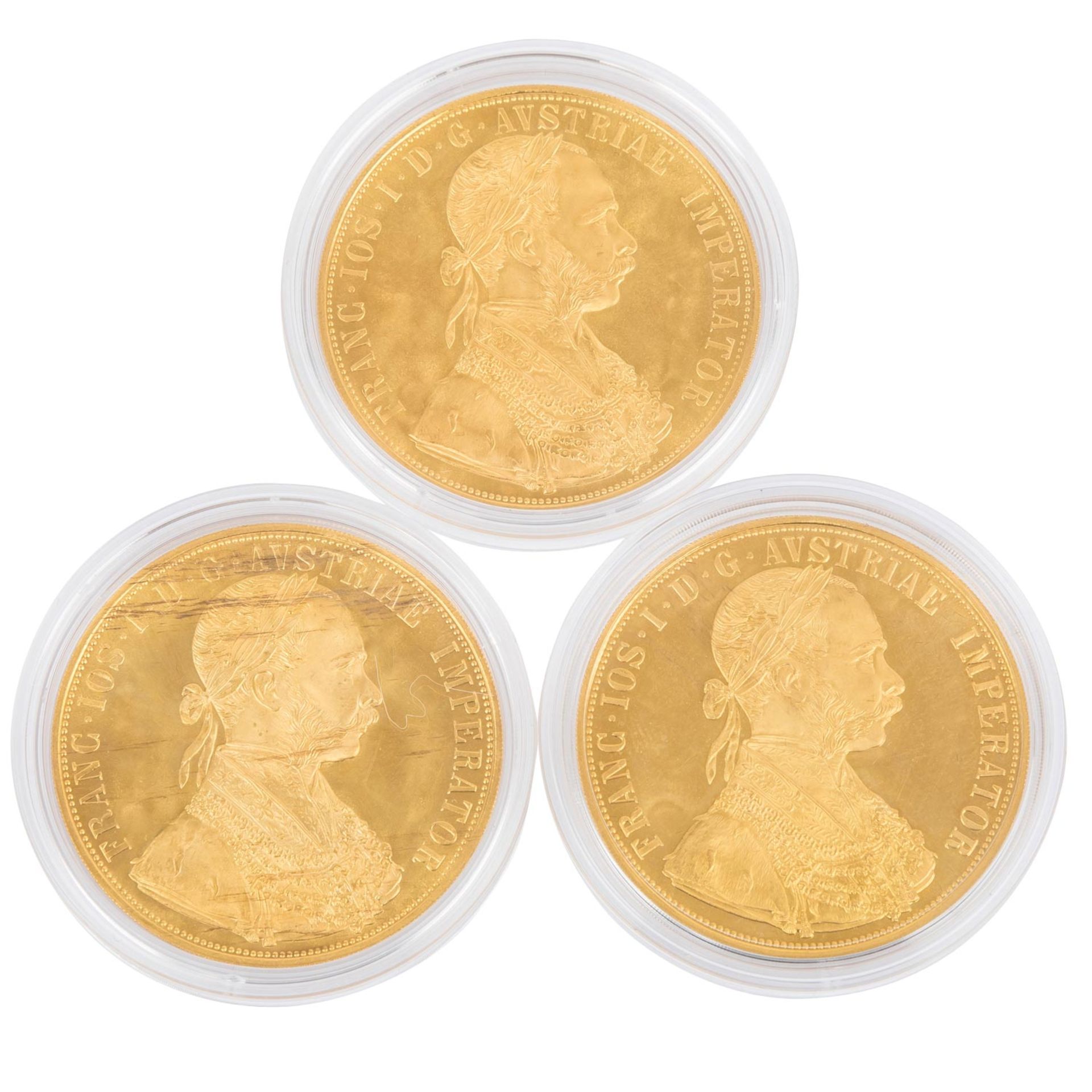 3 x Österreich/Gold - 4 Dukaten 1915/NP, Franz Joseph,