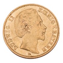Königreich Bayern/Gold - 10 Mark 1873/D, König Ludwig II.,
