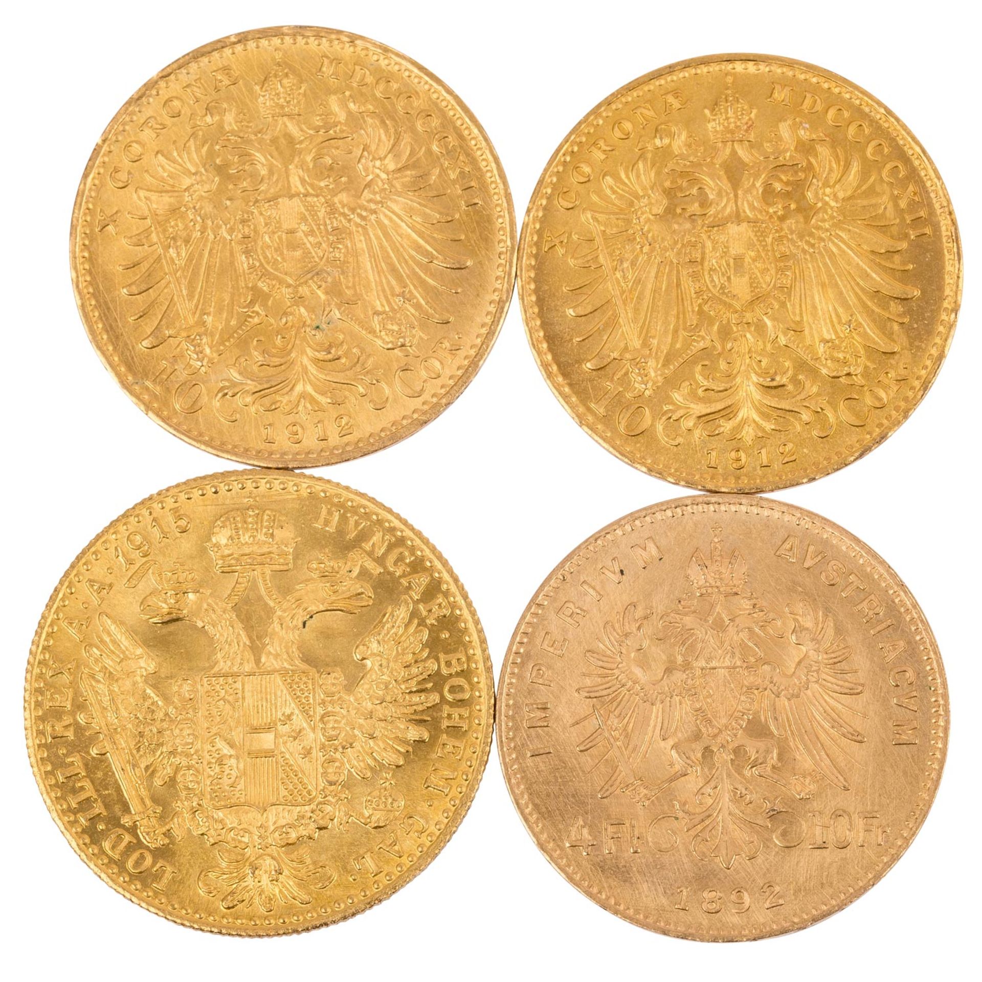 Österreich /GOLD-Lot - Franz Josef I. 4 x Münzen mit insg. ca. 12,4 g Feingold - Image 2 of 2