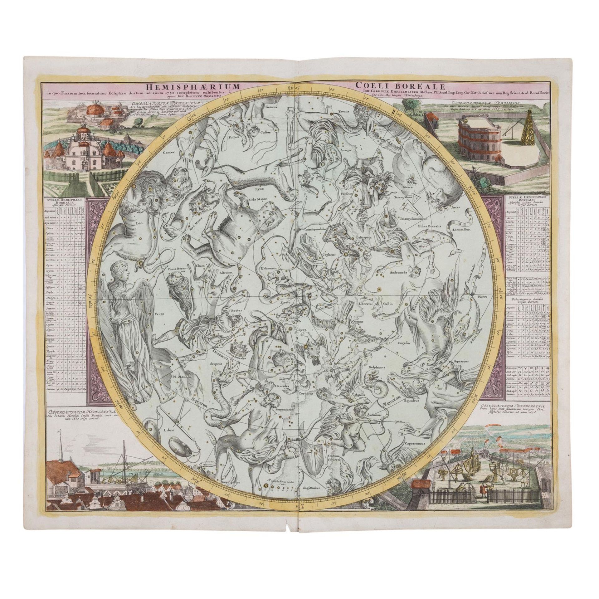 Drei Kupferstichkarten von J. B. Homann - Himmel und Globus 18. Jhd. - Image 3 of 5