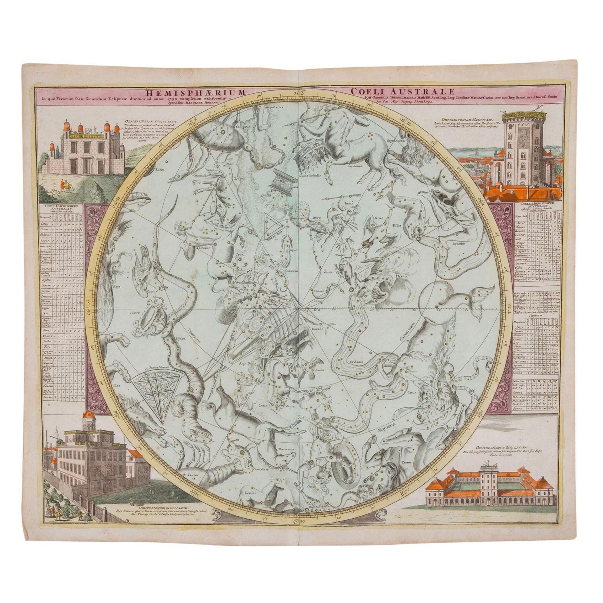 Drei Kupferstichkarten von J. B. Homann - Himmel und Globus 18. Jhd. - Image 4 of 5