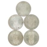 5 x Weimarer Republik - 3 RM 1925/ A/D/E/G/J,