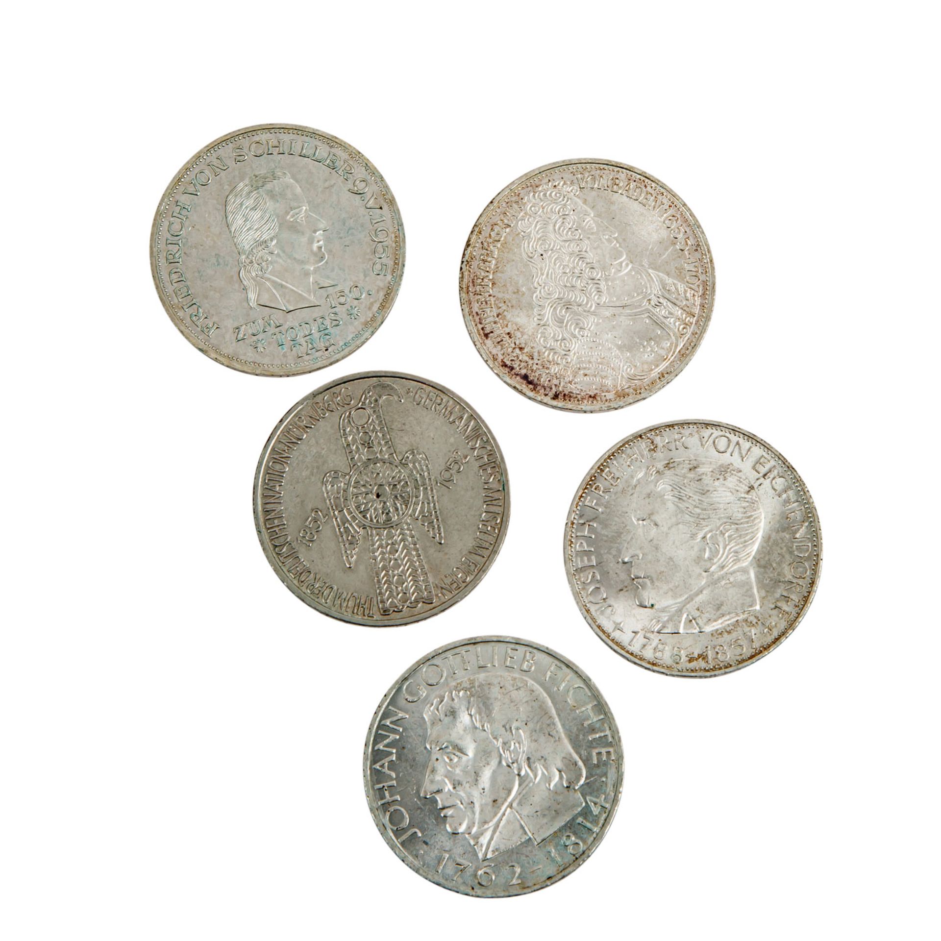 BRD Top 5 - 5 x 5 DM Gedenkmünzen 1952 - 1964 - Bild 2 aus 2