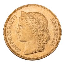 Schweiz /GOLD - 20 Sfr Helvetia 1890