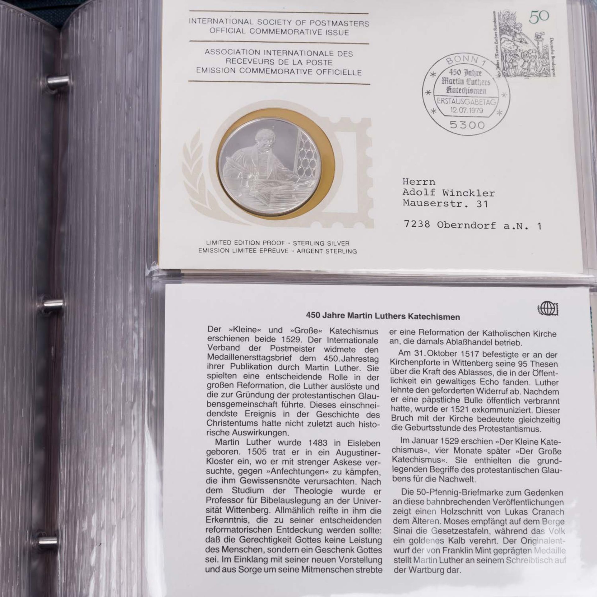 Ca. 49 Postoffice Master Briefe mit Sterling Silber Medaillen,  - Bild 4 aus 6