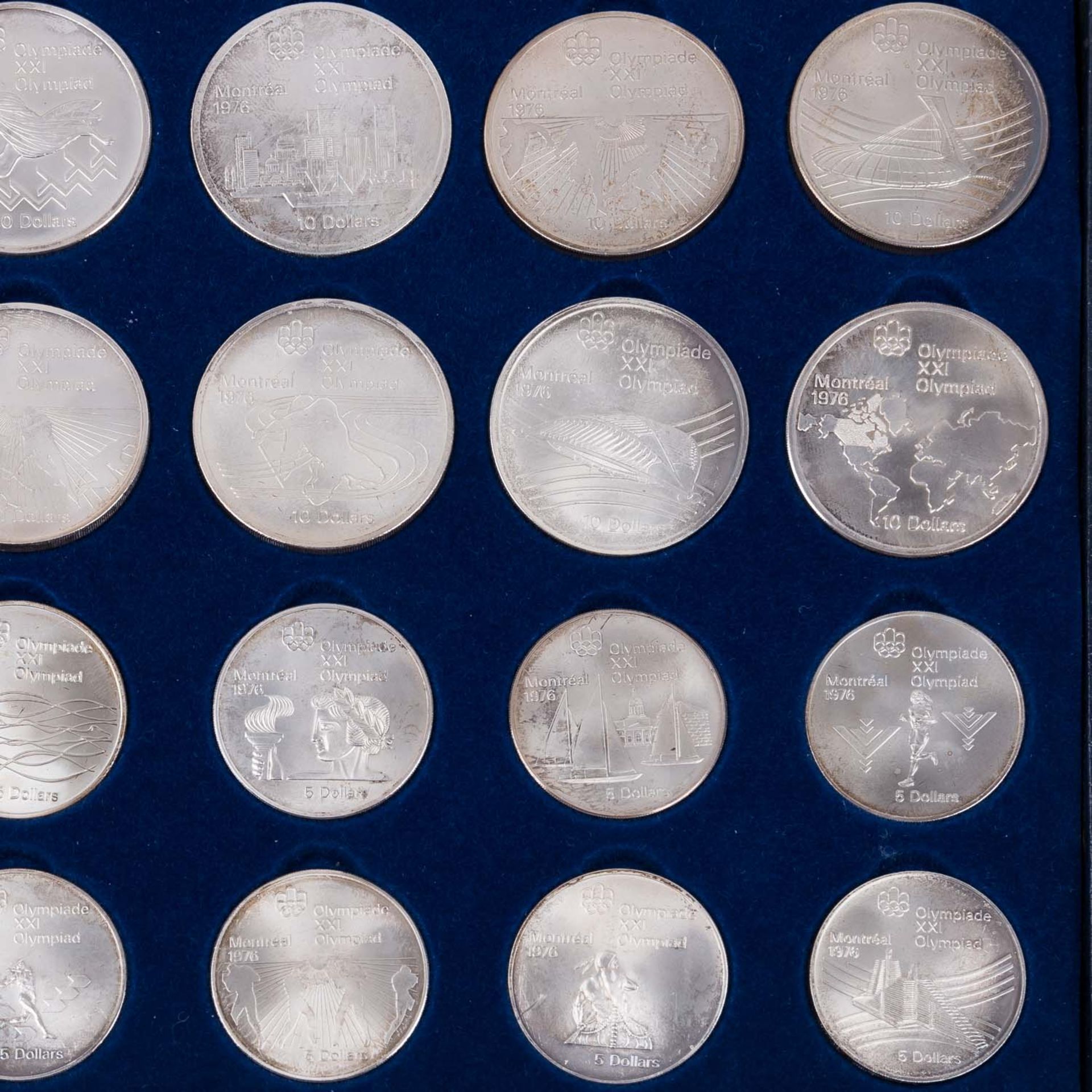 Kanada - Montreal 1976, vollständiges Set mit 28 Silbermünzen, 14 x 5 Dollars + 14 x 10 Dollars,  - Bild 3 aus 3