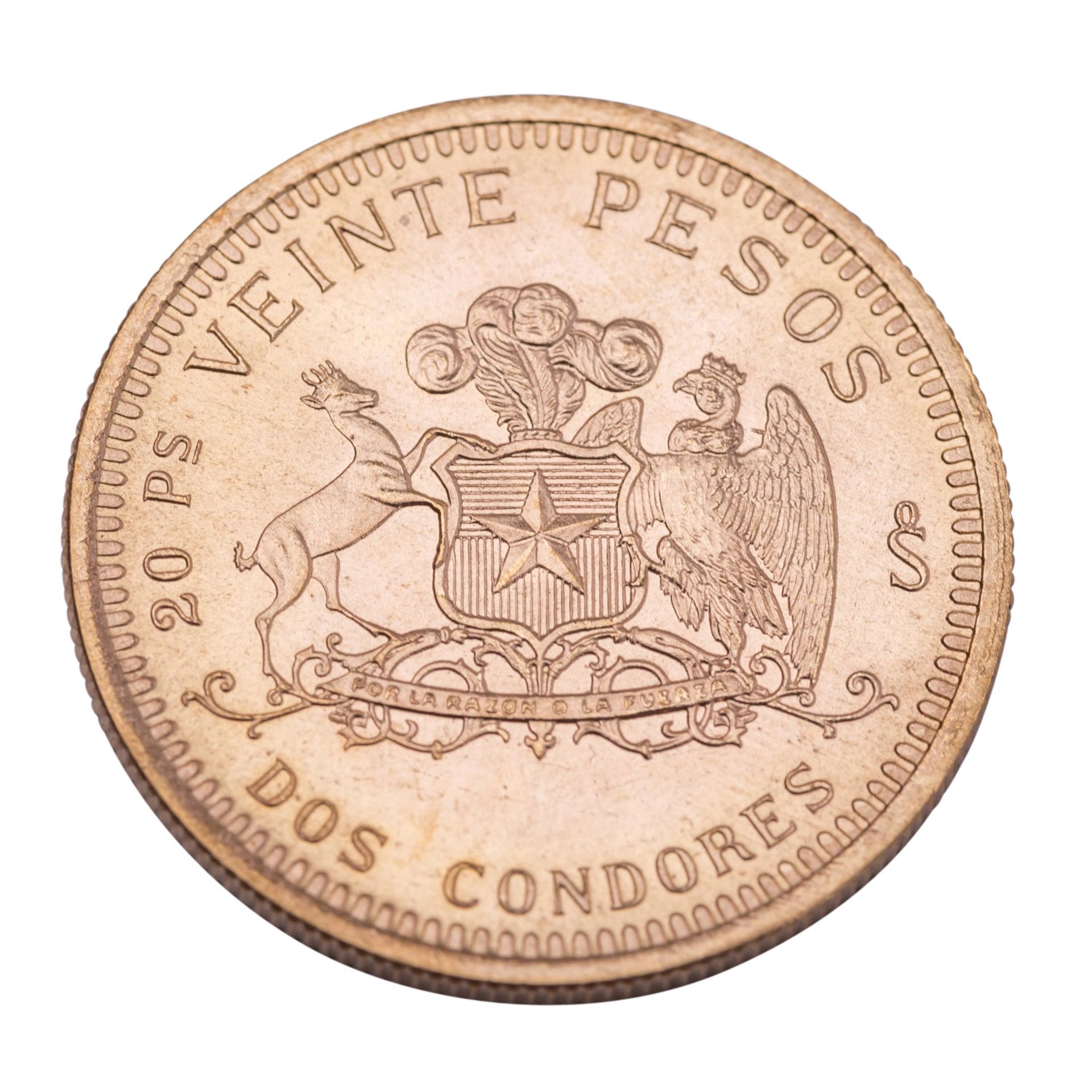Chile - 20 Pesos 1976, Liberty, GOLD, - Image 2 of 2