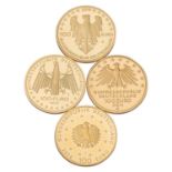 BRD /GOLD-Lot mit 4x 100€ Gedenkmünzen à 1/2 Unze