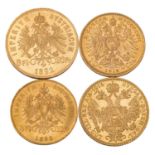 4-teiliges Investment Konvolut Österreich in Gold -