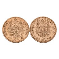 Deutsches Kaiserreich / Bayern - 2 x 10 Mark 1872 und 1878, GOLD,