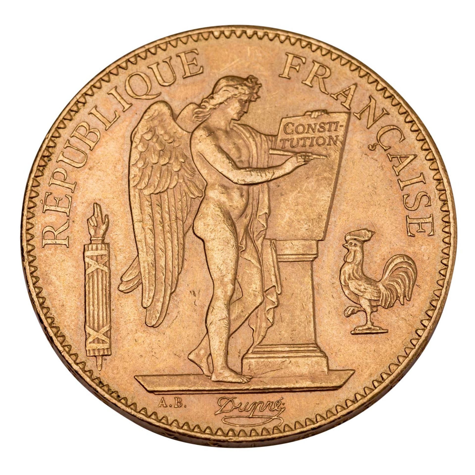 Frankreich - 100 Francs 1912/A, GOLD, - Image 2 of 2