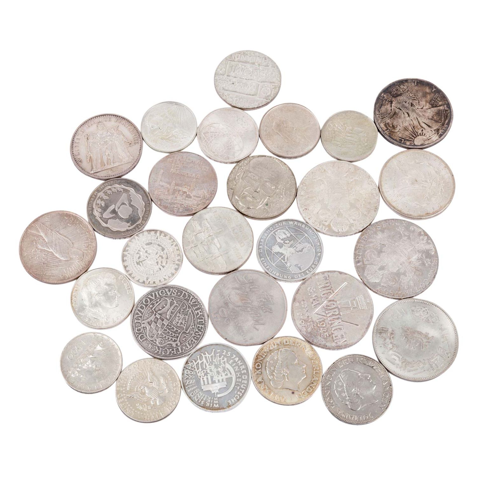 Kleines gemischtes Silber-Konvolut mit Münzen aus aller Welt. 27 Stück. - Image 2 of 2