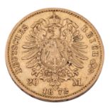 Deutsches Kaiserreich / Württemberg - 20 Mark 1872, GOLD,