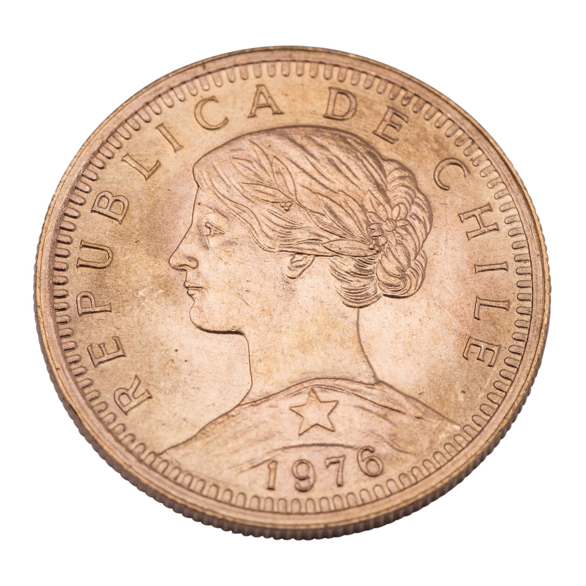 Chile - 20 Pesos 1976, Liberty, GOLD,