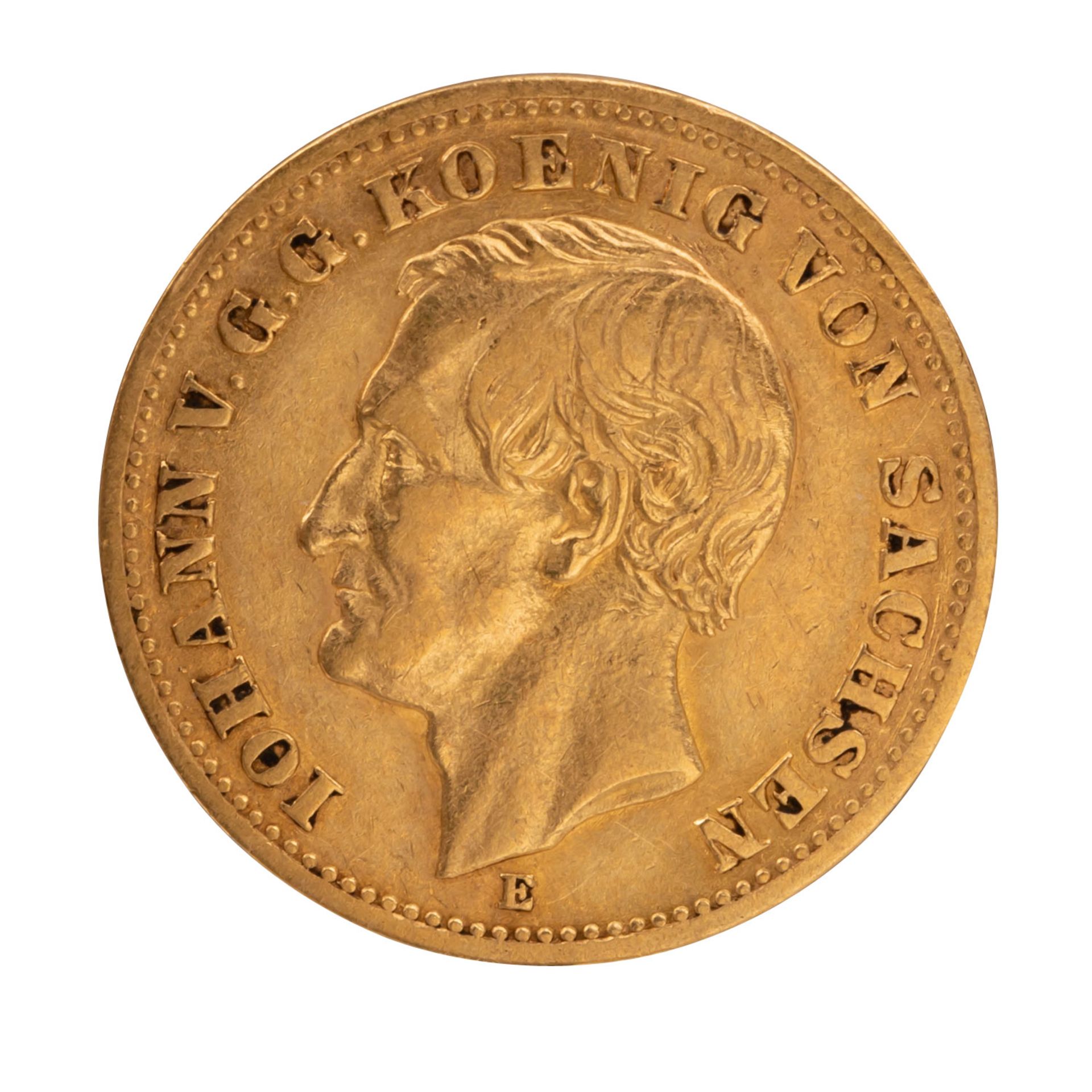 Sachsen/GOLD - 10 Mark Johann (1854-1873) 1873 E, vz-, - Image 2 of 2