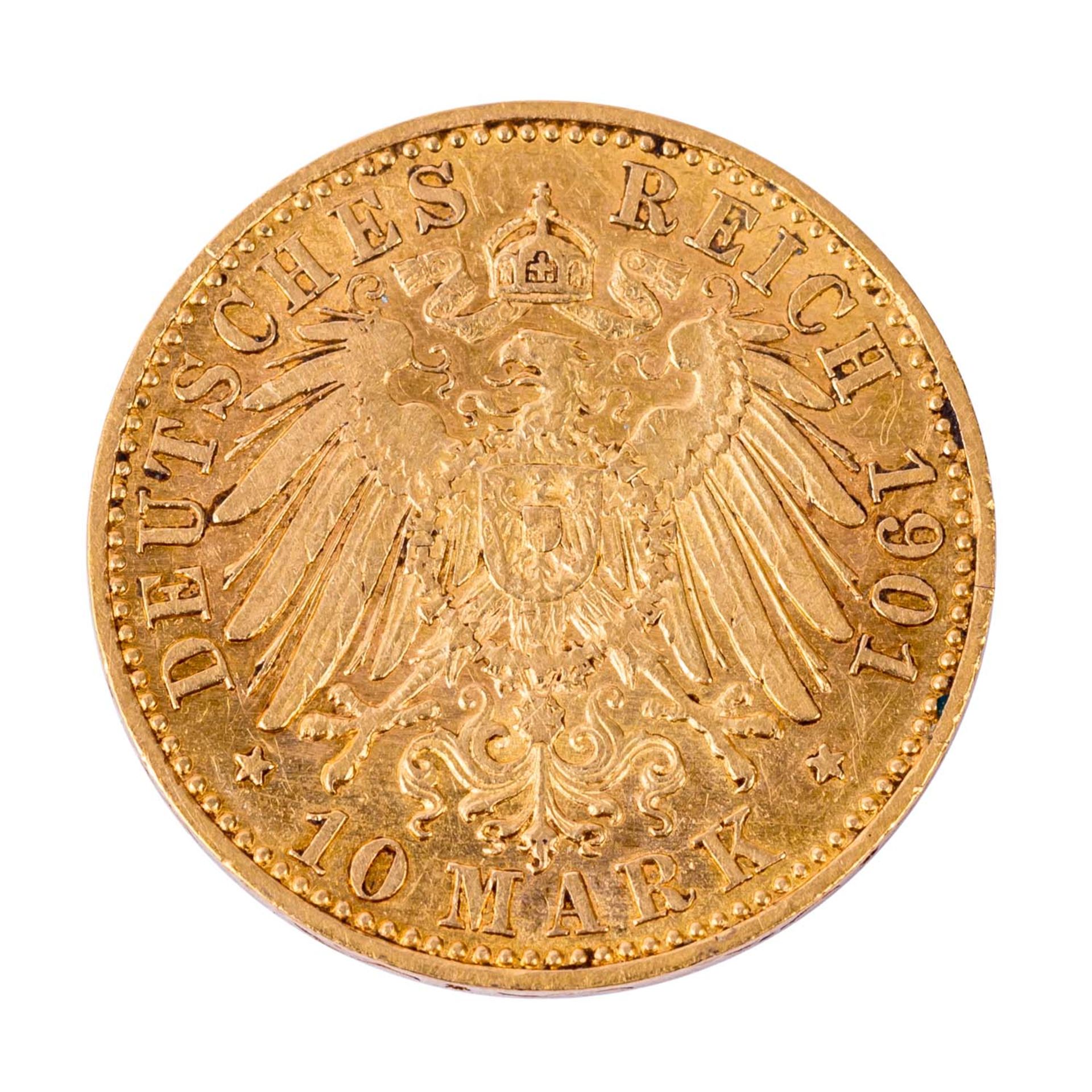 Großherzogtum Mecklenburg-Schwerin/Gold - 10 Mark 1901/A, - Image 2 of 2