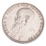 Herzogtum Sachsen-Meiningen/Silber - 5 Mark 1908/D, Georg II.,