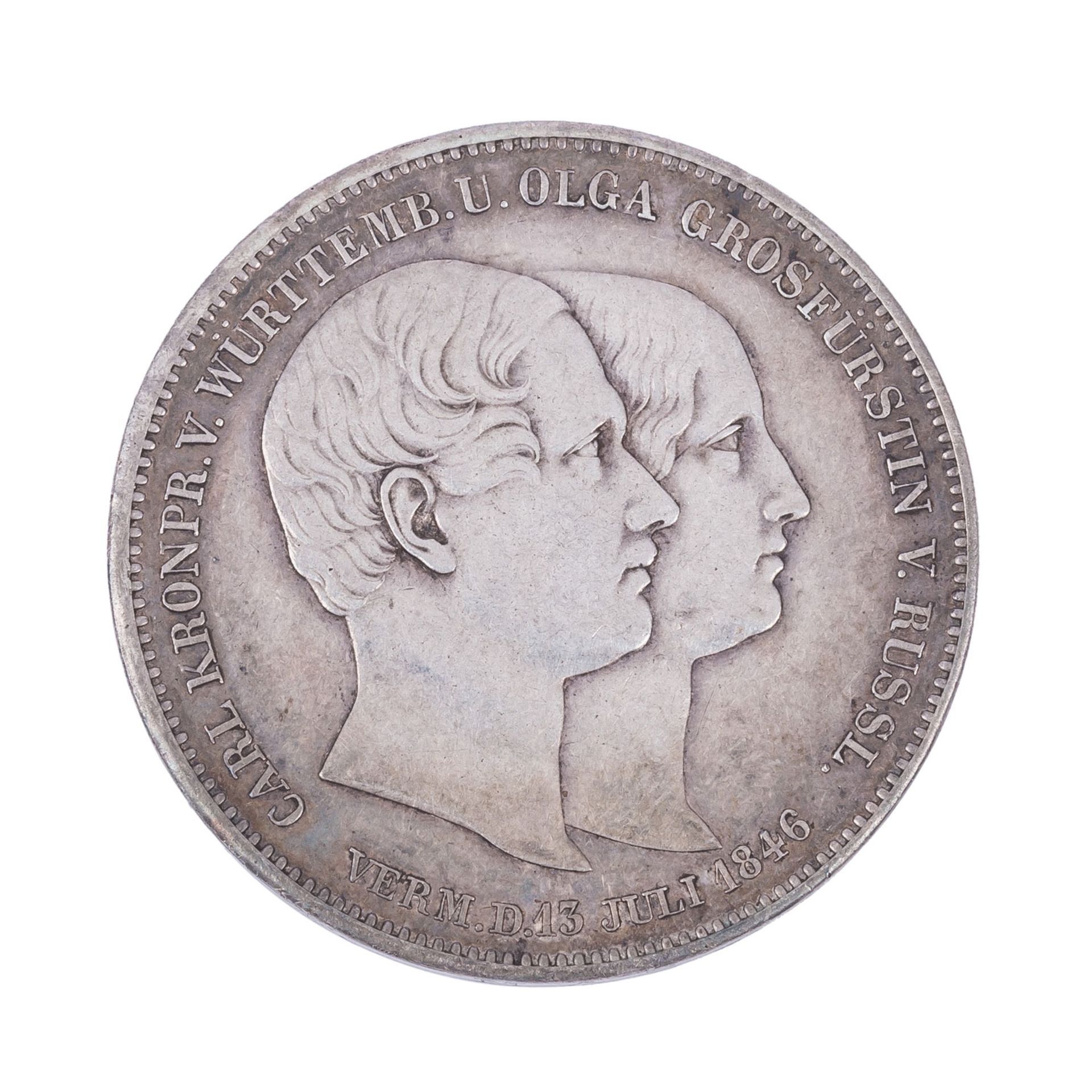 1 x Württemberg/ Silber - Doppeltaler 1846,  König Wilhelm,   - Bild 2 aus 2