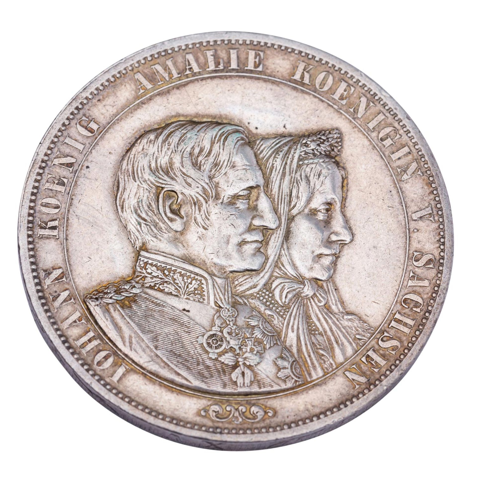 Sachsen Kurlinie - Doppeltaler 1872/B, Goldene Hochzeit Johann und Amalie,