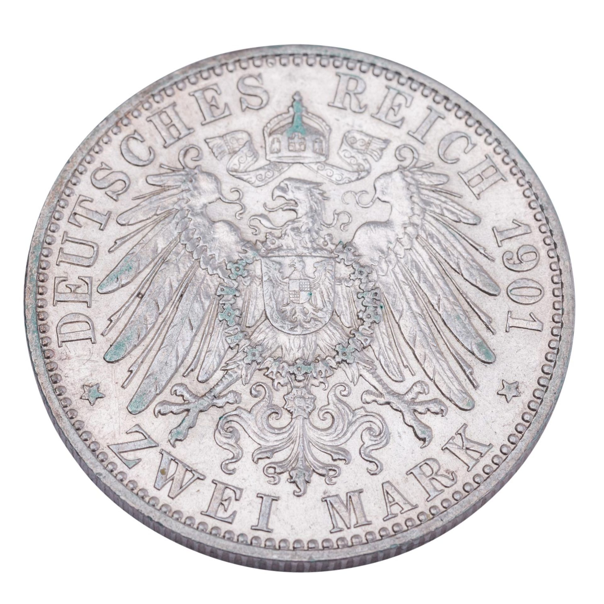 Sachsen-Altenburg/ Silber - 2 Mark 1901/A, Herzog Ernst, - Bild 2 aus 2