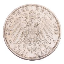 Herzogtum Sachsen-Meiningen/Silber - 3 Mark 1913/D, Georg II.,